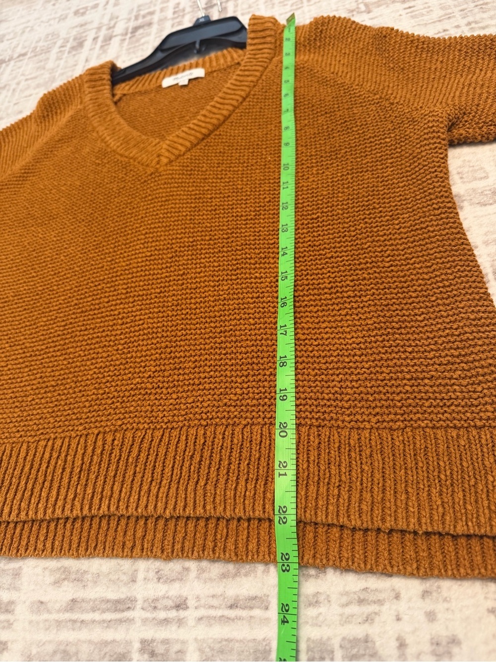 🍂 Madewell Textured Cotton Sweater | Size Medium | Golden Pecan V-Neck Pullover - Picture 9 of 12